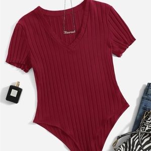 NEVER WORN red SHEIN snap bottom bodysuit